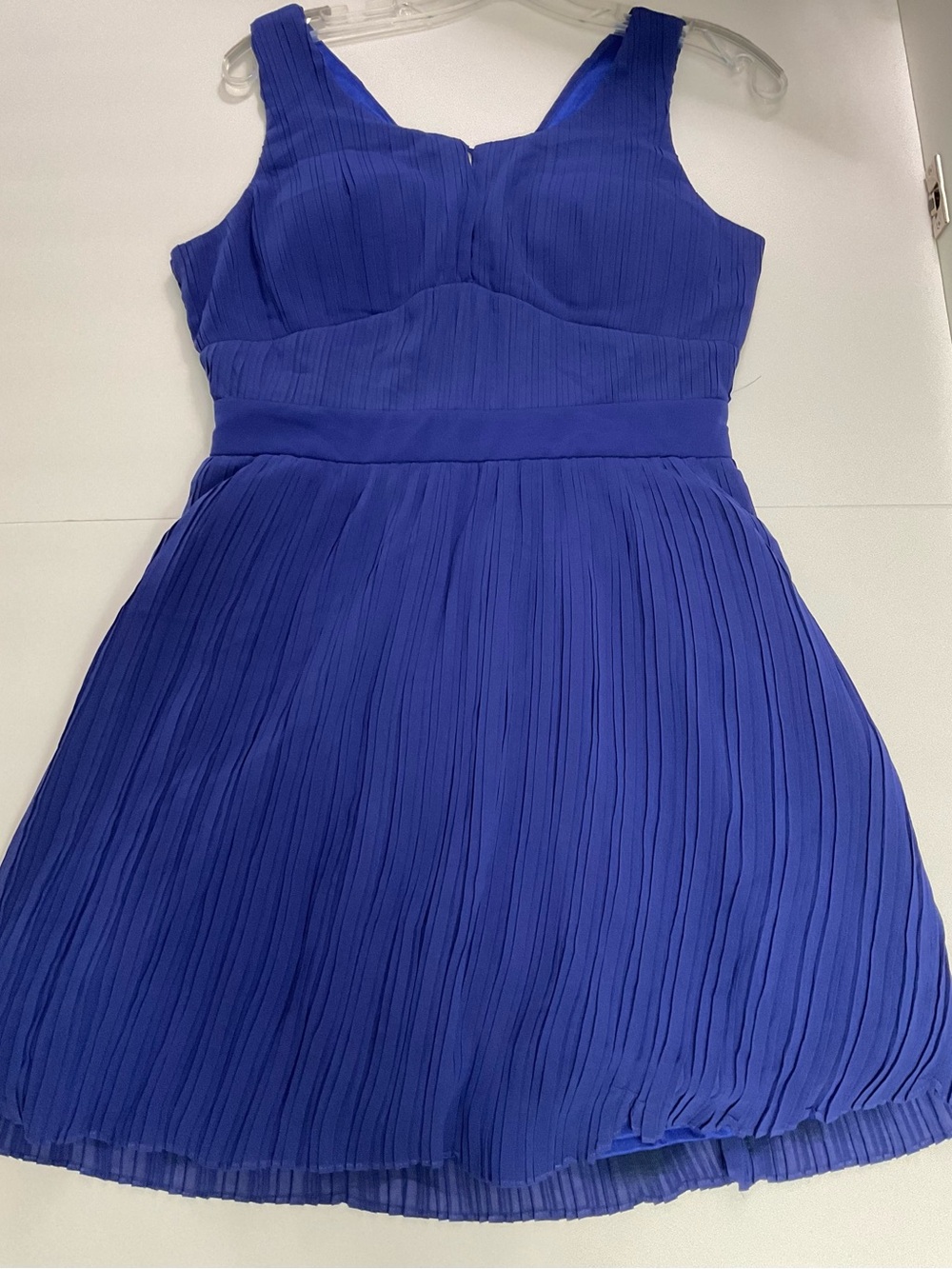 Minuet Petite Sleeveless Pleated Mini Dress in Cobalt Blue